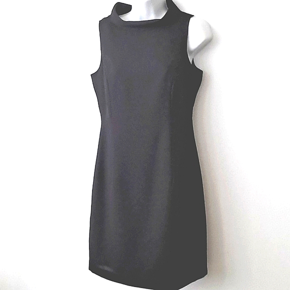 LBD Sz 8 Laundry Shelli Segal  Minimalist Fitted Sleeveless Mock Neck 1990s